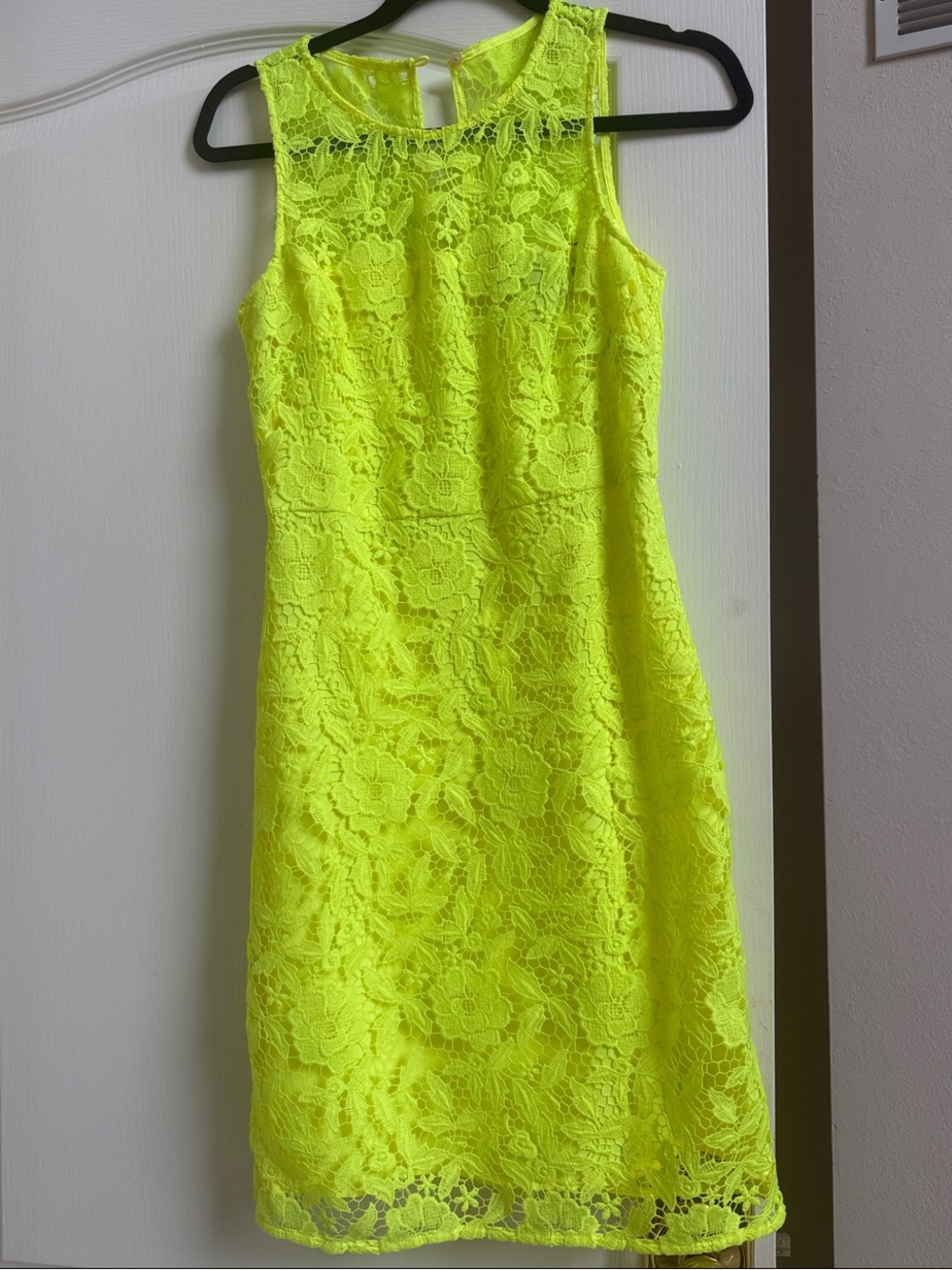 JCrew Neon Yellow Lace Sleeveless Mini Dress